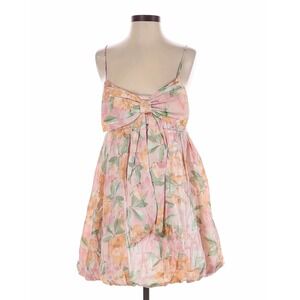 NWT! Seni & Cade Floral Babydoll Mini Dress Bow Bubble Hem XL 2532-BF8A-T3
